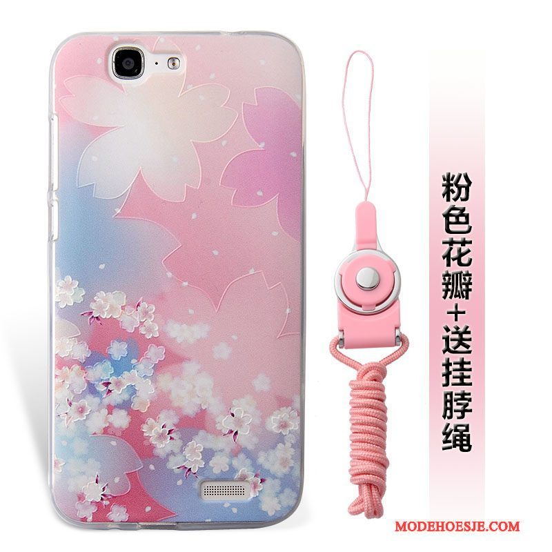 Hoesje Huawei Ascend G7 Zacht Zwart Hanger, Hoes Huawei Ascend G7 Siliconen Anti-falltelefoon