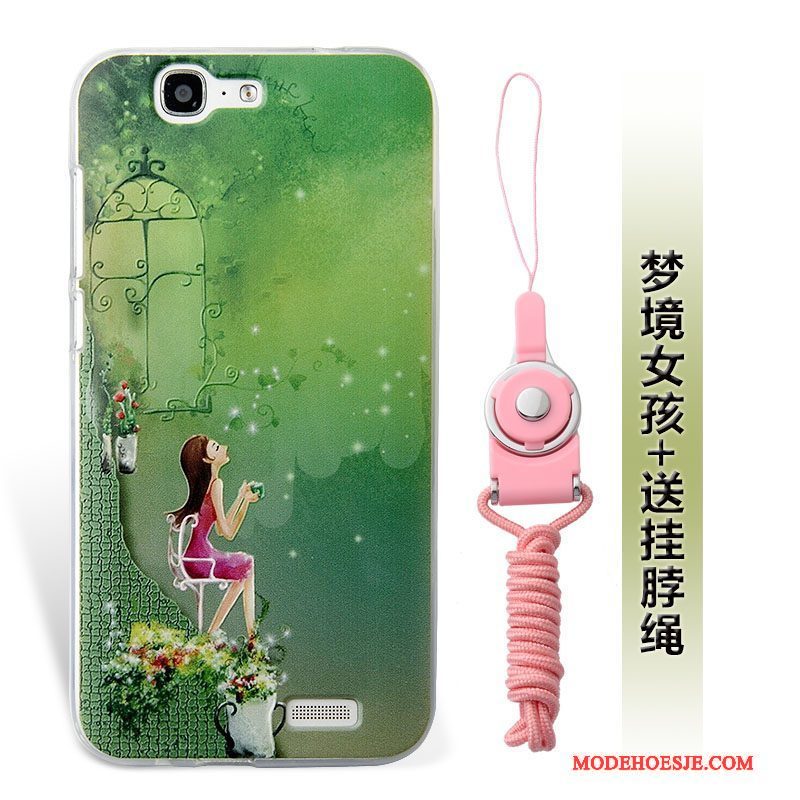 Hoesje Huawei Ascend G7 Zacht Zwart Hanger, Hoes Huawei Ascend G7 Siliconen Anti-falltelefoon