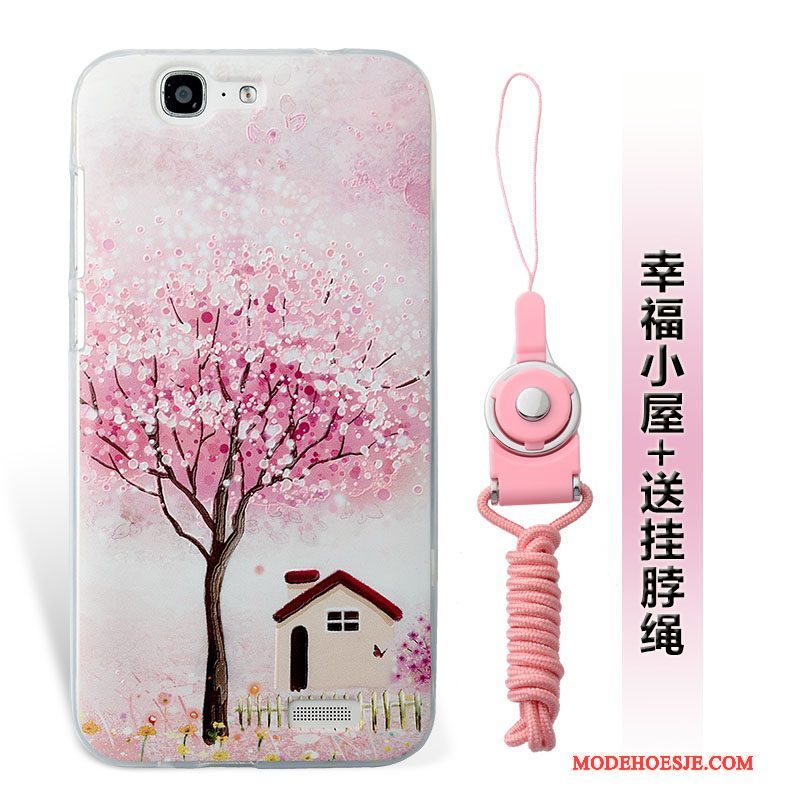 Hoesje Huawei Ascend G7 Zacht Zwart Hanger, Hoes Huawei Ascend G7 Siliconen Anti-falltelefoon