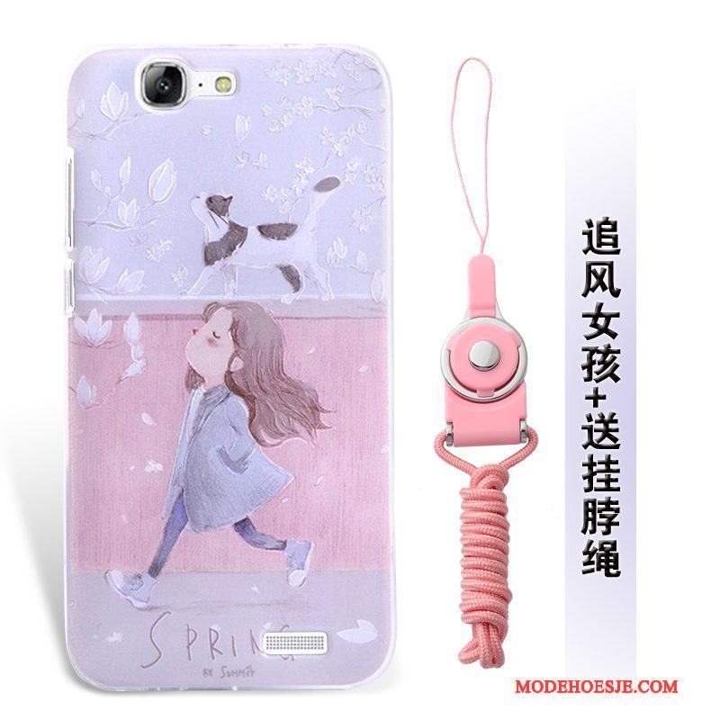 Hoesje Huawei Ascend G7 Zacht Zwart Hanger, Hoes Huawei Ascend G7 Siliconen Anti-falltelefoon