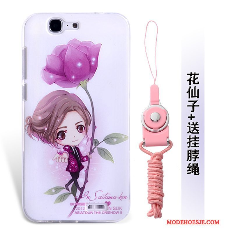 Hoesje Huawei Ascend G7 Zacht Zwart Hanger, Hoes Huawei Ascend G7 Siliconen Anti-falltelefoon