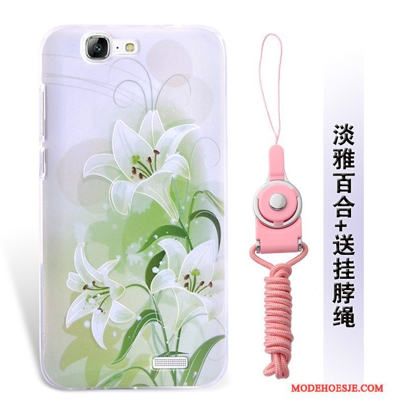 Hoesje Huawei Ascend G7 Zacht Zwart Hanger, Hoes Huawei Ascend G7 Siliconen Anti-falltelefoon