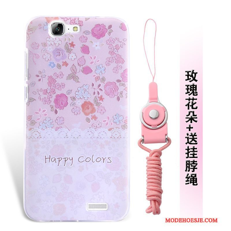 Hoesje Huawei Ascend G7 Zacht Zwart Hanger, Hoes Huawei Ascend G7 Siliconen Anti-falltelefoon