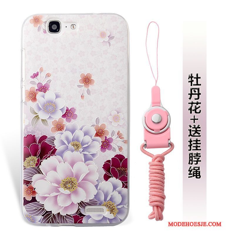 Hoesje Huawei Ascend G7 Zacht Zwart Hanger, Hoes Huawei Ascend G7 Siliconen Anti-falltelefoon