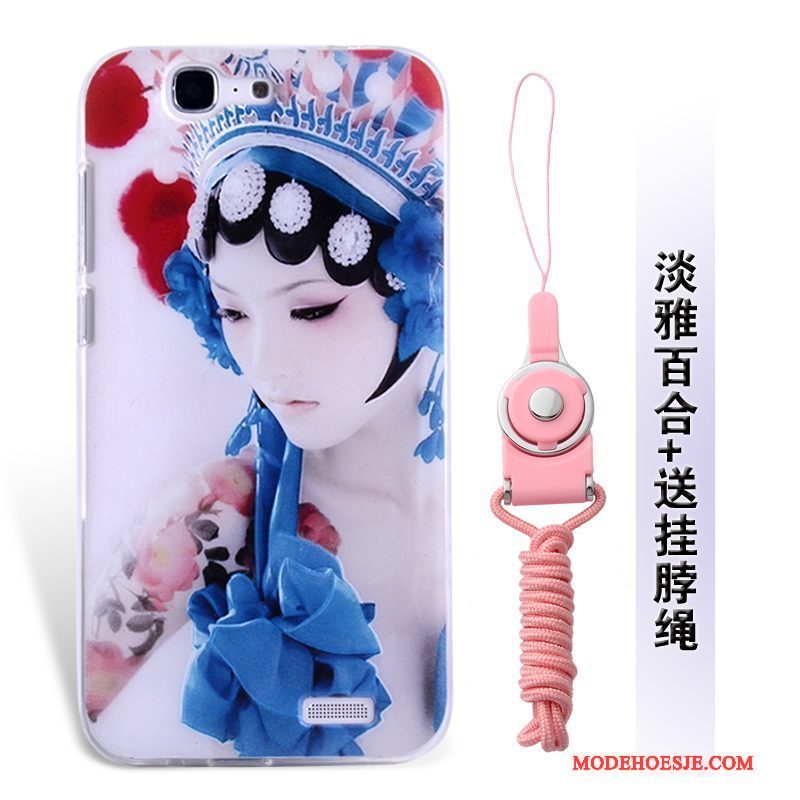 Hoesje Huawei Ascend G7 Zacht Zwart Hanger, Hoes Huawei Ascend G7 Siliconen Anti-falltelefoon