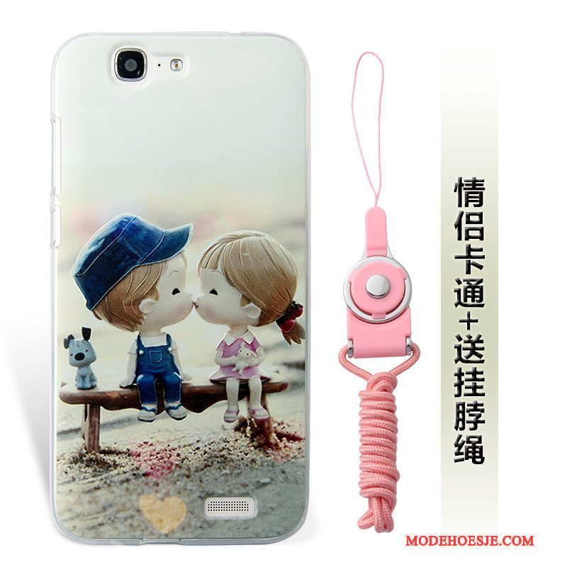 Hoesje Huawei Ascend G7 Zacht Zwart Hanger, Hoes Huawei Ascend G7 Siliconen Anti-falltelefoon