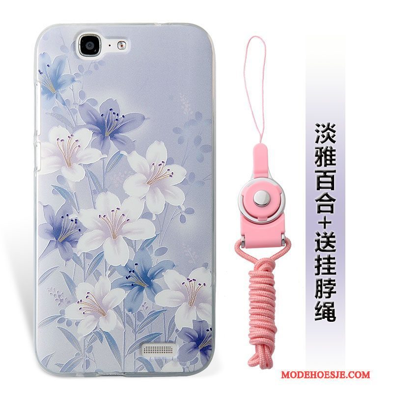 Hoesje Huawei Ascend G7 Zacht Zwart Hanger, Hoes Huawei Ascend G7 Siliconen Anti-falltelefoon