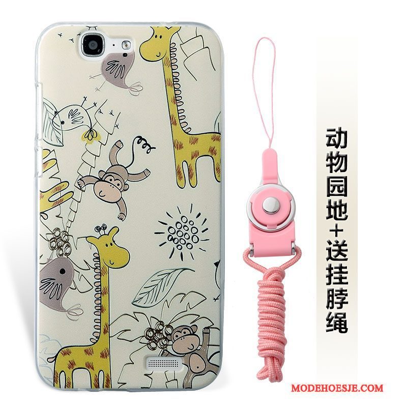 Hoesje Huawei Ascend G7 Zacht Zwart Hanger, Hoes Huawei Ascend G7 Siliconen Anti-falltelefoon