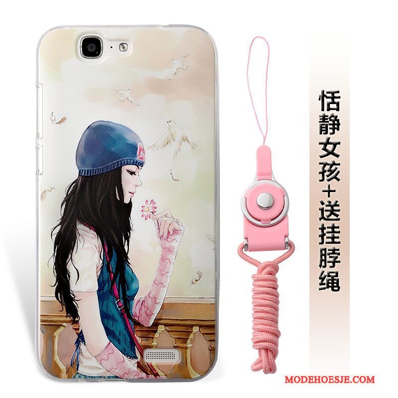 Hoesje Huawei Ascend G7 Zacht Zwart Hanger, Hoes Huawei Ascend G7 Siliconen Anti-falltelefoon