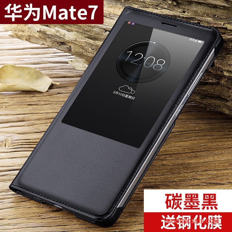 Hoesje Huawei Ascend Mate 7 Bescherming Nieuw Anti-fall, Hoes Huawei Ascend Mate 7 Leer Roze Trend