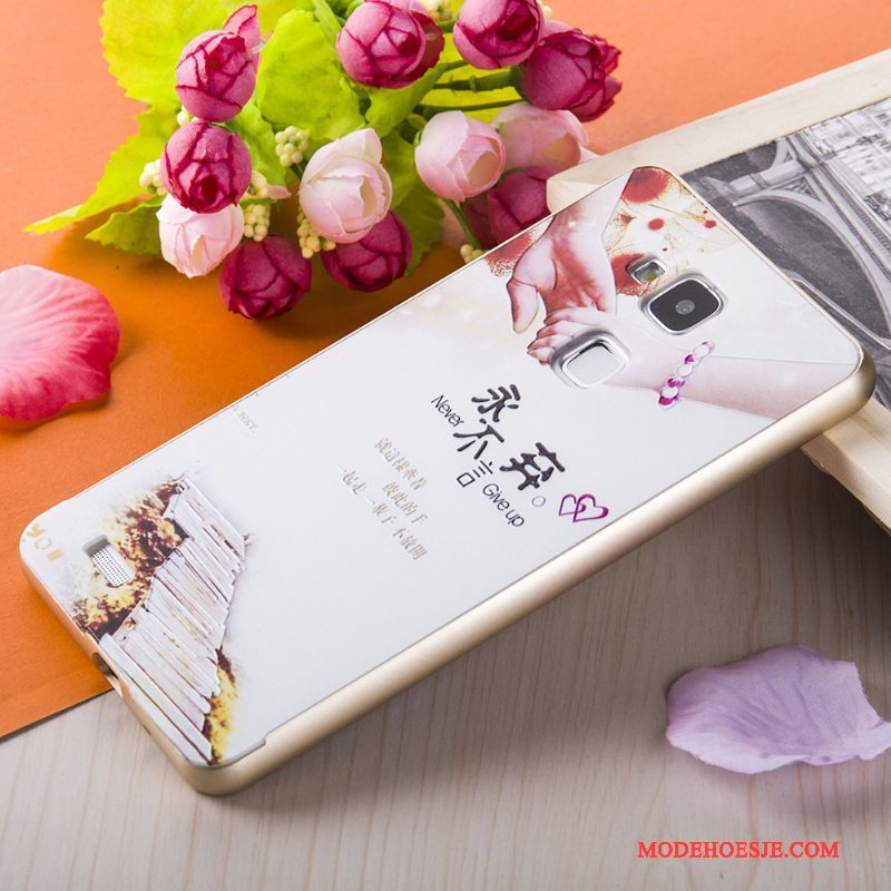 Hoesje Huawei Ascend Mate 7 Geschilderd Goud Zilver, Hoes Huawei Ascend Mate 7 Metaal Roze Omlijsting