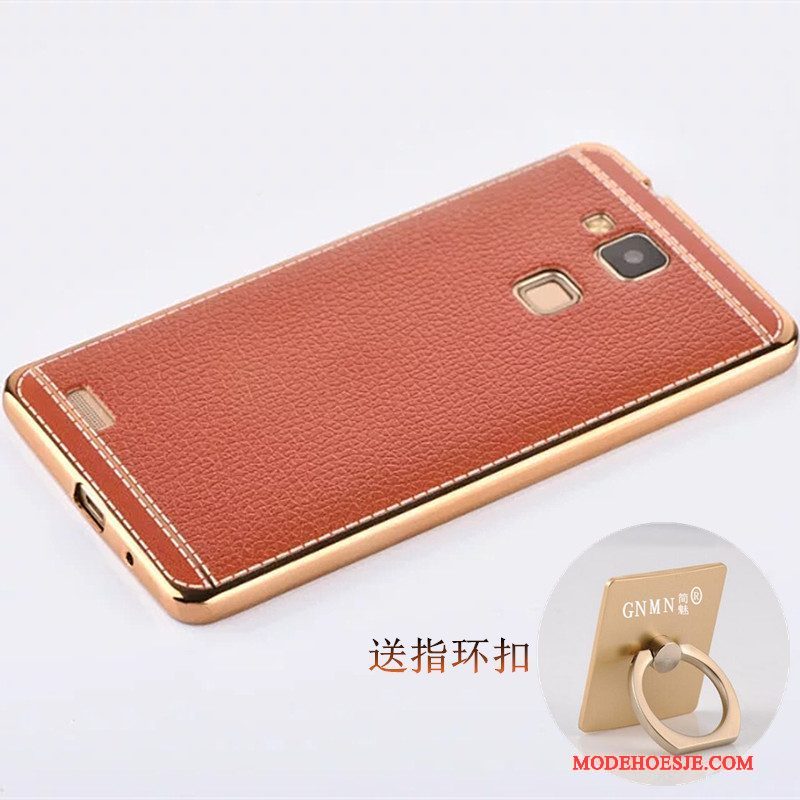 Hoesje Huawei Ascend Mate 7 Leer Patroon Plating, Hoes Huawei Ascend Mate 7 Siliconen