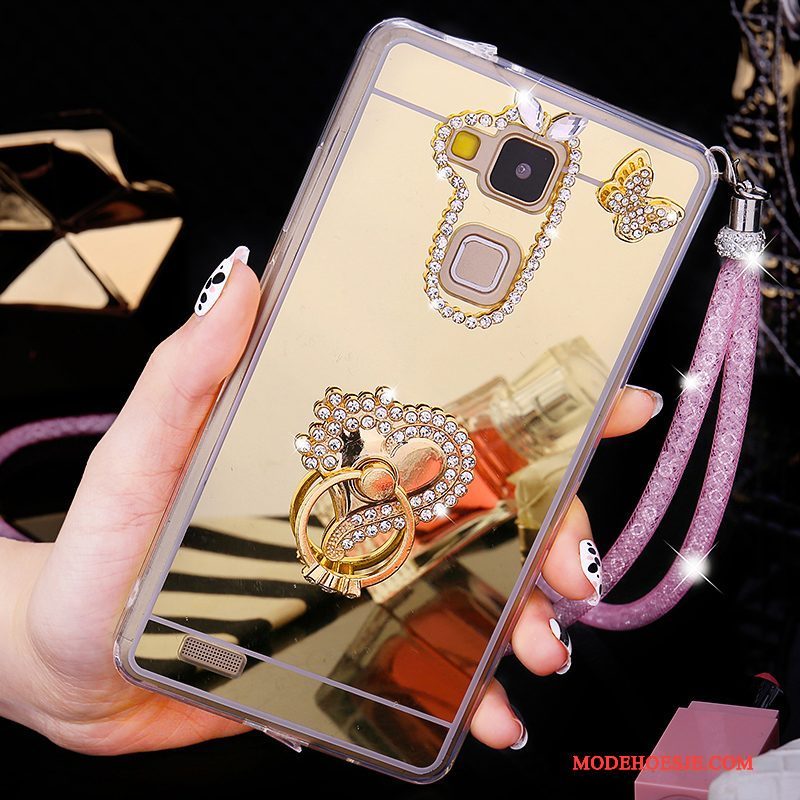 Hoesje Huawei Ascend Mate 7 Scheppend Achterklep Nieuw, Hoes Huawei Ascend Mate 7 Strass Goud Trend