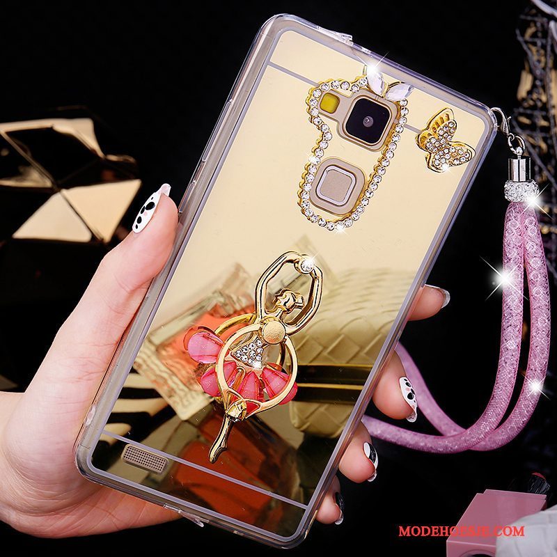 Hoesje Huawei Ascend Mate 7 Scheppend Achterklep Nieuw, Hoes Huawei Ascend Mate 7 Strass Goud Trend