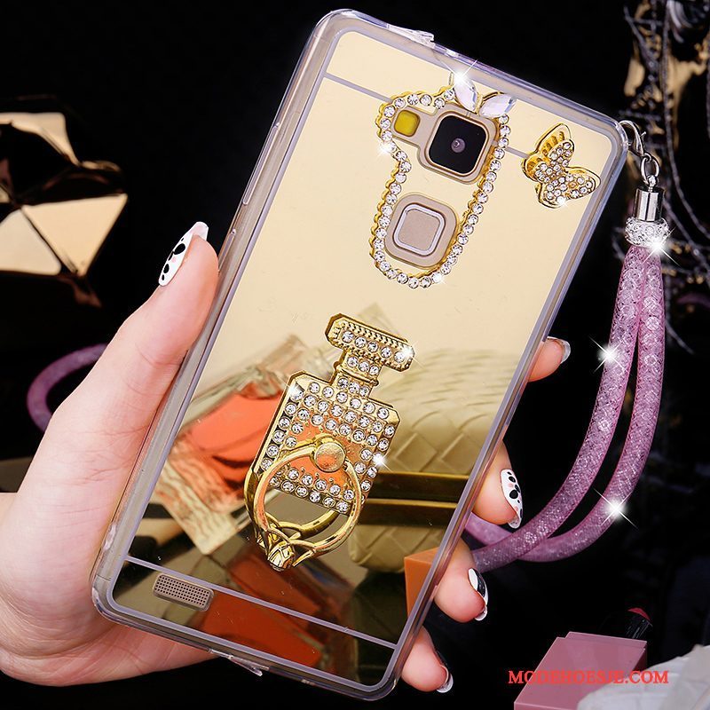 Hoesje Huawei Ascend Mate 7 Scheppend Achterklep Nieuw, Hoes Huawei Ascend Mate 7 Strass Goud Trend