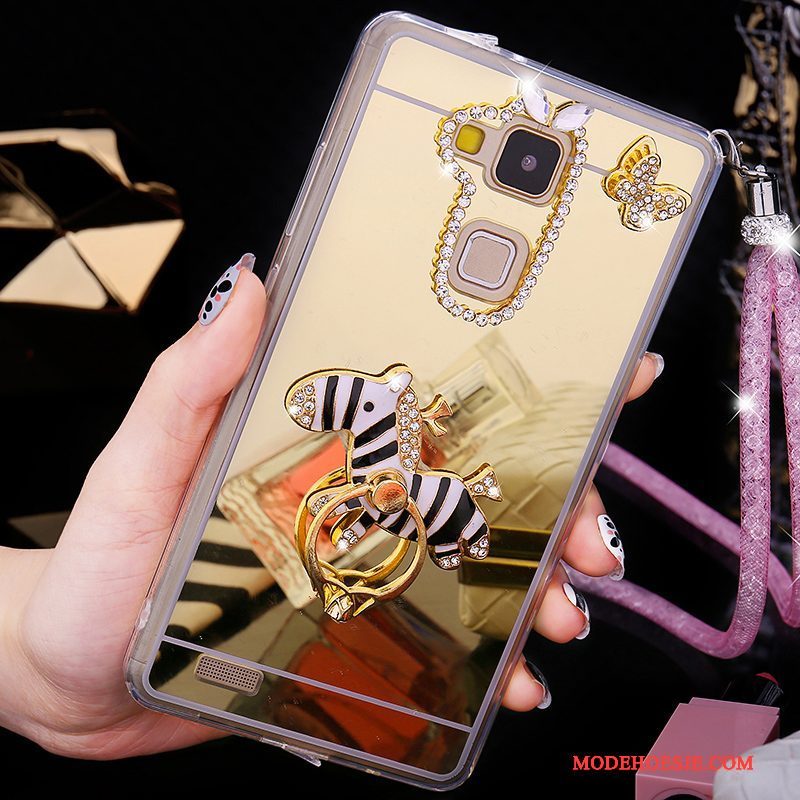 Hoesje Huawei Ascend Mate 7 Scheppend Achterklep Nieuw, Hoes Huawei Ascend Mate 7 Strass Goud Trend