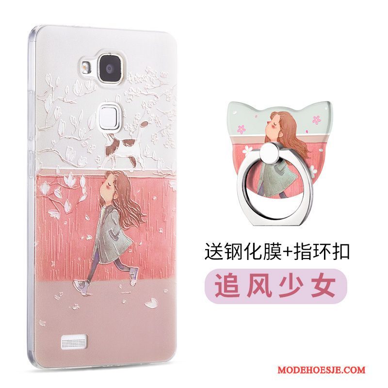 Hoesje Huawei Ascend Mate 7 Siliconen Anti-fall Roze, Hoes Huawei Ascend Mate 7 Bescherming Telefoon Dun