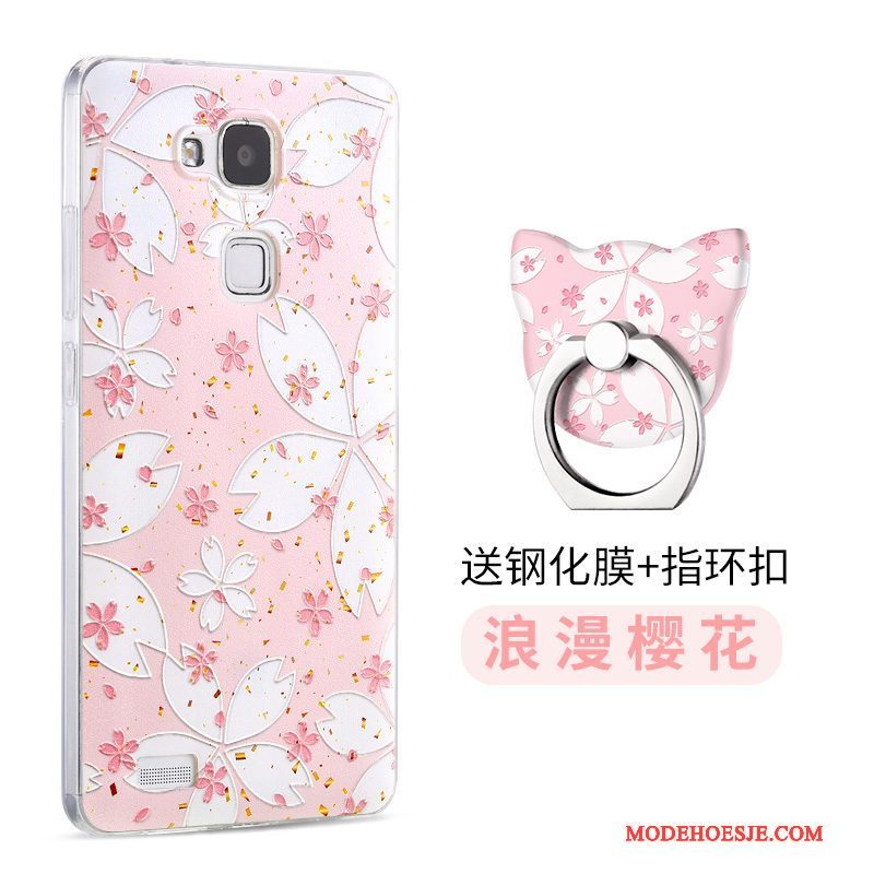 Hoesje Huawei Ascend Mate 7 Siliconen Anti-fall Roze, Hoes Huawei Ascend Mate 7 Bescherming Telefoon Dun