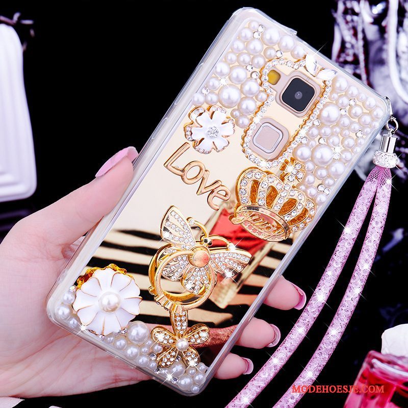 Hoesje Huawei Ascend Mate 7 Strass Telefoon Mooie, Hoes Huawei Ascend Mate 7 Siliconen Goud