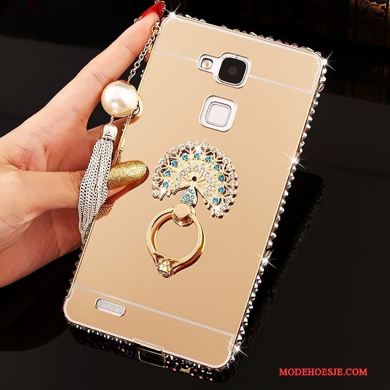 Hoesje Huawei Ascend Mate 7 Trass Trend Roze, Hoes Huawei Ascend Mate 7 Strass Hard Spiegel