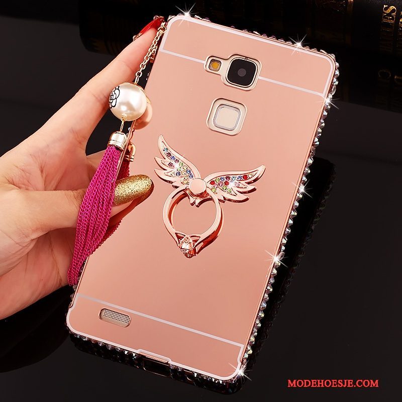 Hoesje Huawei Ascend Mate 7 Trass Trend Roze, Hoes Huawei Ascend Mate 7 Strass Hard Spiegel