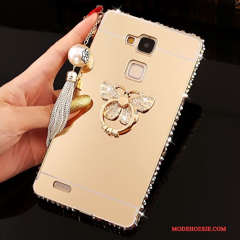 Hoesje Huawei Ascend Mate 7 Trass Trend Roze, Hoes Huawei Ascend Mate 7 Strass Hard Spiegel