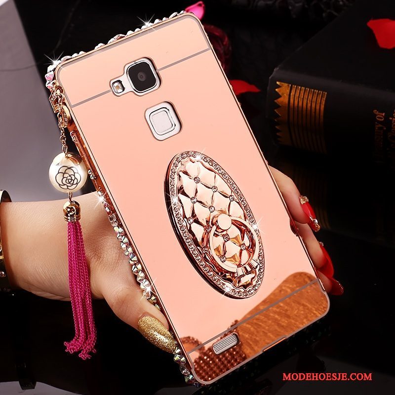 Hoesje Huawei Ascend Mate 7 Trass Trend Roze, Hoes Huawei Ascend Mate 7 Strass Hard Spiegel