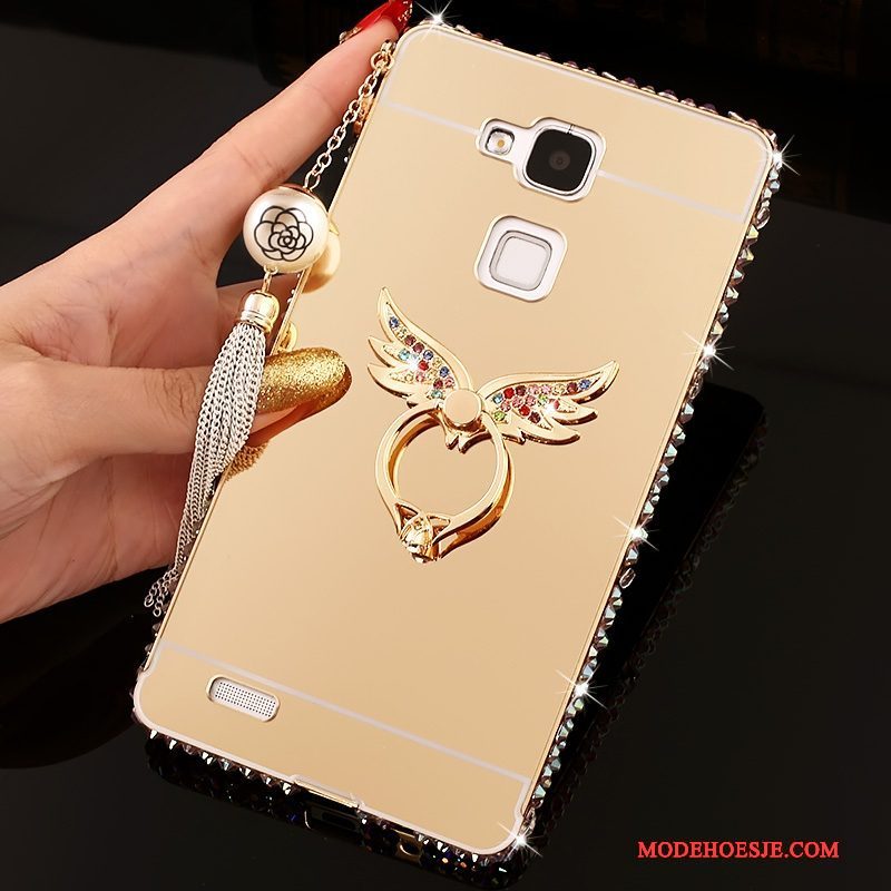 Hoesje Huawei Ascend Mate 7 Trass Trend Roze, Hoes Huawei Ascend Mate 7 Strass Hard Spiegel