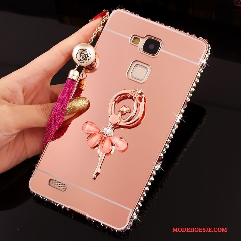 Hoesje Huawei Ascend Mate 7 Trass Trend Roze, Hoes Huawei Ascend Mate 7 Strass Hard Spiegel