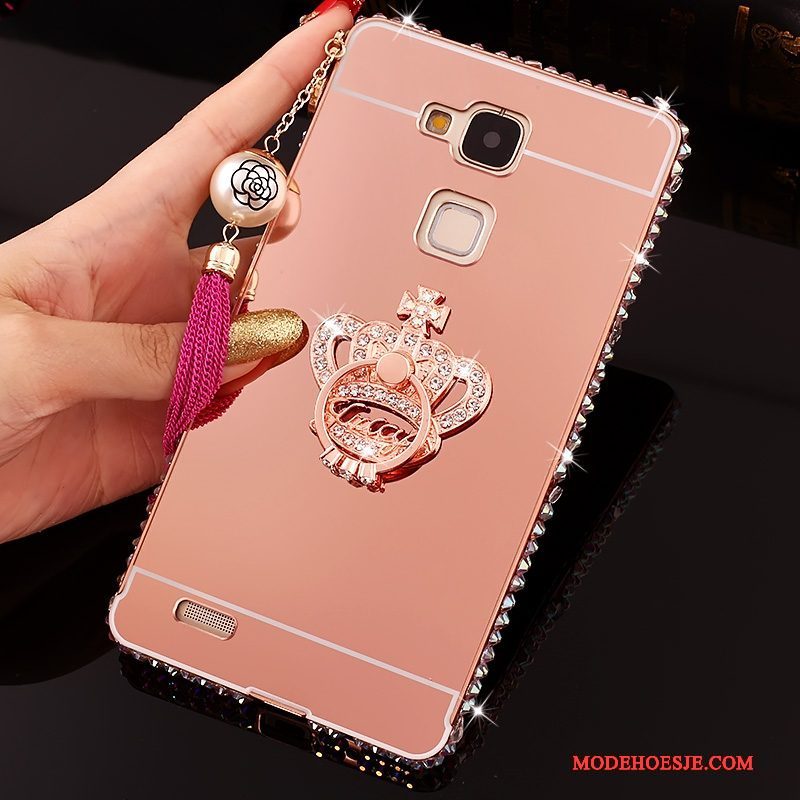 Hoesje Huawei Ascend Mate 7 Trass Trend Roze, Hoes Huawei Ascend Mate 7 Strass Hard Spiegel