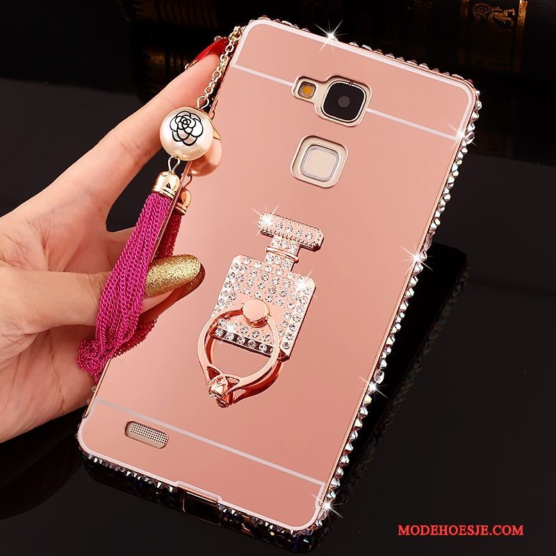 Hoesje Huawei Ascend Mate 7 Trass Trend Roze, Hoes Huawei Ascend Mate 7 Strass Hard Spiegel