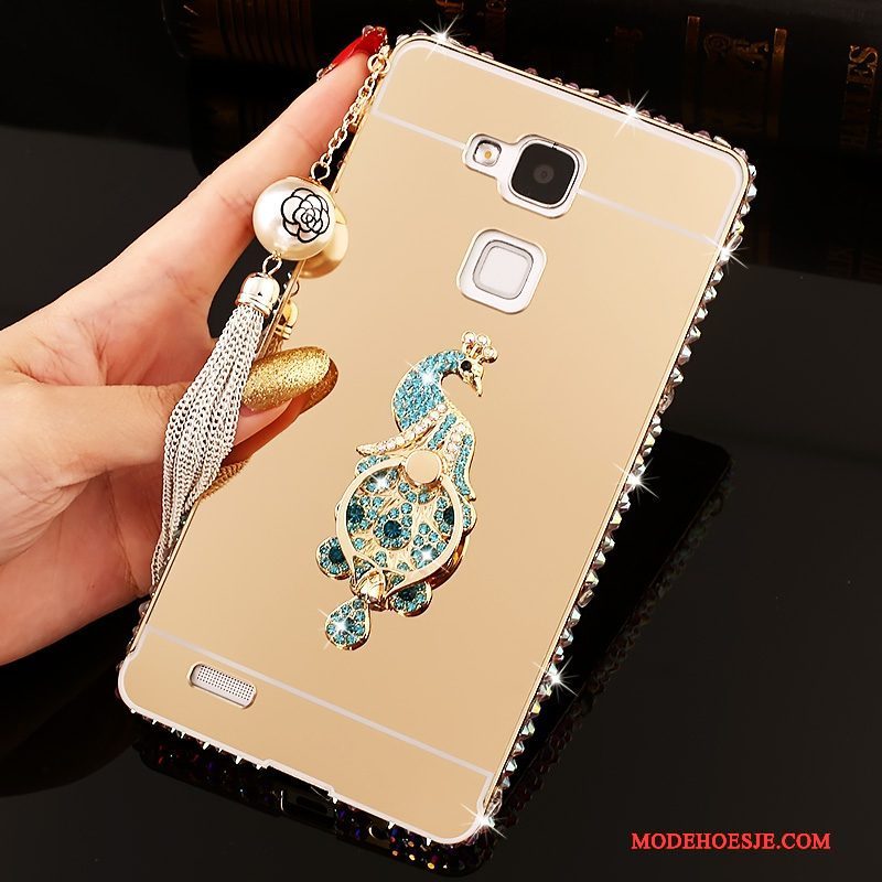 Hoesje Huawei Ascend Mate 7 Trass Trend Roze, Hoes Huawei Ascend Mate 7 Strass Hard Spiegel