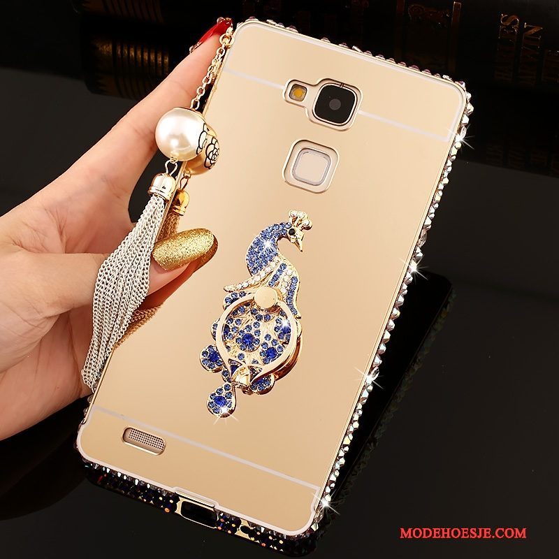 Hoesje Huawei Ascend Mate 7 Trass Trend Roze, Hoes Huawei Ascend Mate 7 Strass Hard Spiegel