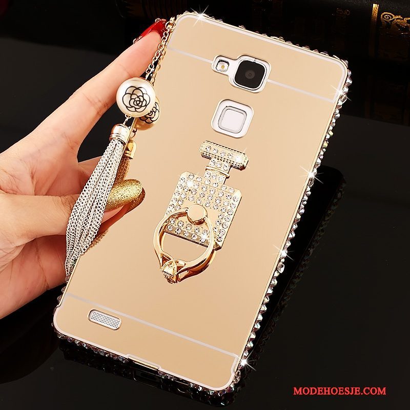 Hoesje Huawei Ascend Mate 7 Trass Trend Roze, Hoes Huawei Ascend Mate 7 Strass Hard Spiegel