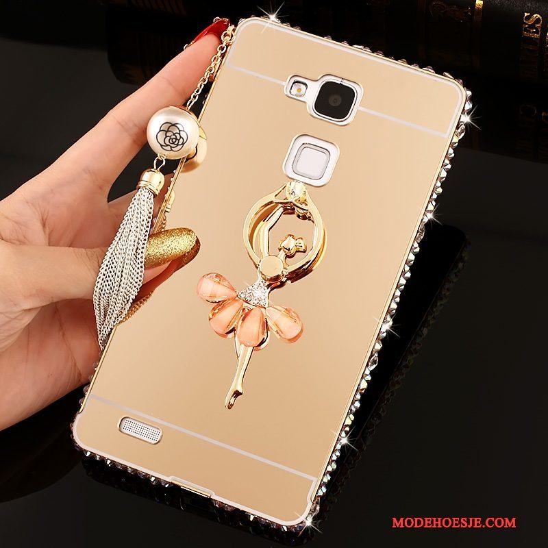 Hoesje Huawei Ascend Mate 7 Trass Trend Roze, Hoes Huawei Ascend Mate 7 Strass Hard Spiegel