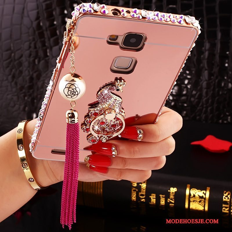 Hoesje Huawei Ascend Mate 7 Trass Trend Roze, Hoes Huawei Ascend Mate 7 Strass Hard Spiegel