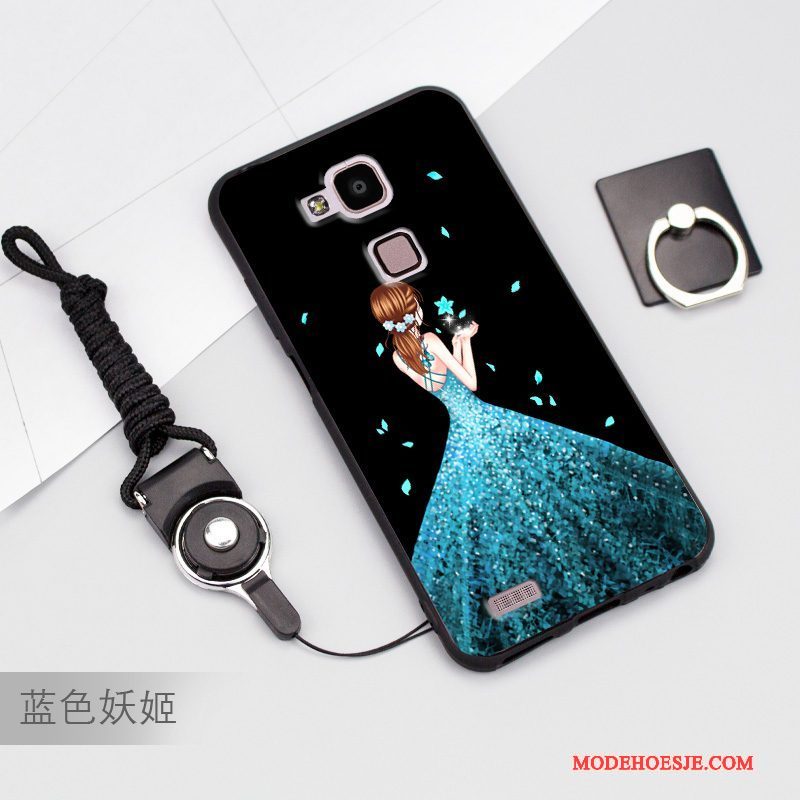 Hoesje Huawei Ascend Mate 7 Zacht Telefoon Anti-fall, Hoes Huawei Ascend Mate 7 Zakken Blauw Hanger