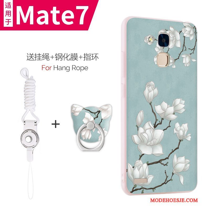 Hoesje Huawei Ascend Mate 7 Zacht Telefoon Dun, Hoes Huawei Ascend Mate 7 Bescherming Lichtblauw Anti-fall