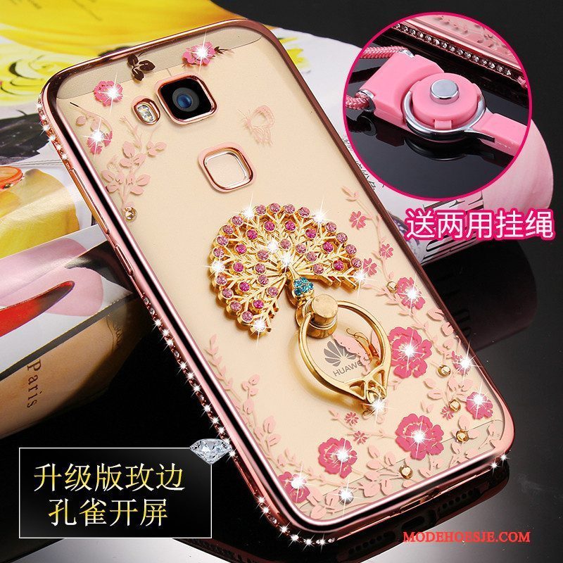 Hoesje Huawei G7 Plus Bescherming Ring Roze, Hoes Huawei G7 Plus Zakken Telefoon