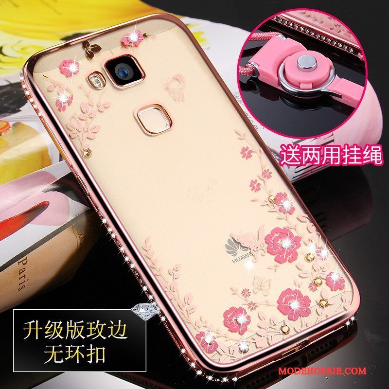 Hoesje Huawei G7 Plus Bescherming Ring Roze, Hoes Huawei G7 Plus Zakken Telefoon