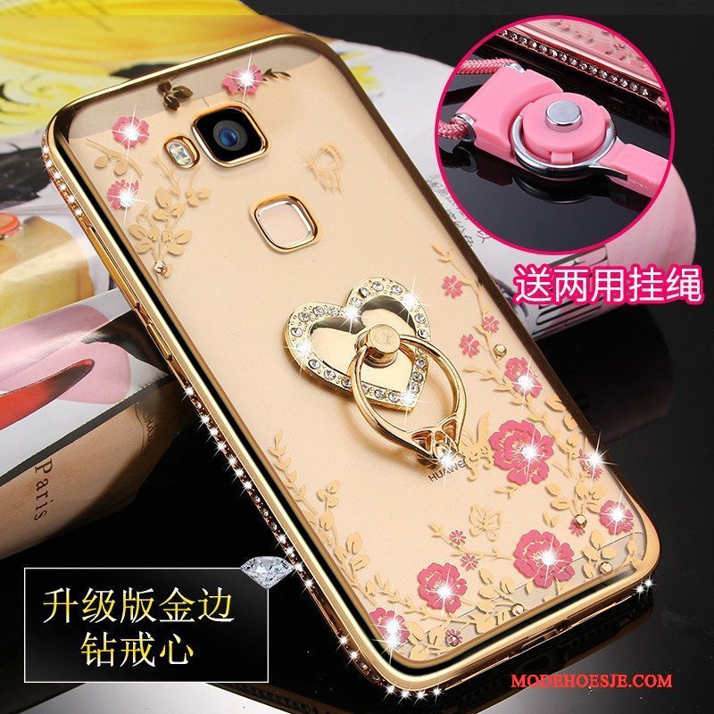 Hoesje Huawei G7 Plus Bescherming Ring Roze, Hoes Huawei G7 Plus Zakken Telefoon