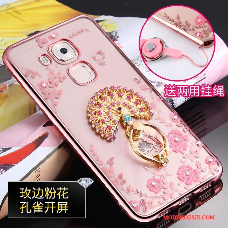 Hoesje Huawei G7 Plus Bescherming Ring Roze, Hoes Huawei G7 Plus Zakken Telefoon