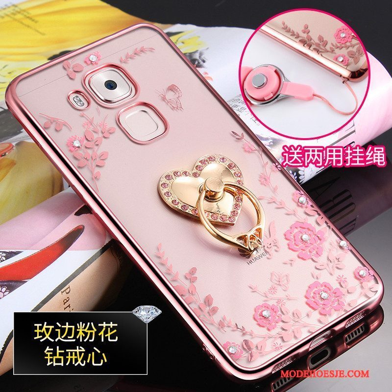 Hoesje Huawei G7 Plus Bescherming Ring Roze, Hoes Huawei G7 Plus Zakken Telefoon