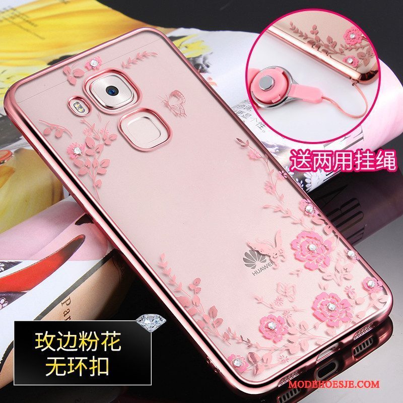 Hoesje Huawei G7 Plus Bescherming Ring Roze, Hoes Huawei G7 Plus Zakken Telefoon