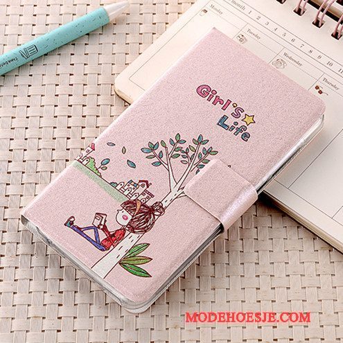 Hoesje Huawei G7 Plus Folio Anti-fall Roze, Hoes Huawei G7 Plus Leer Telefoon