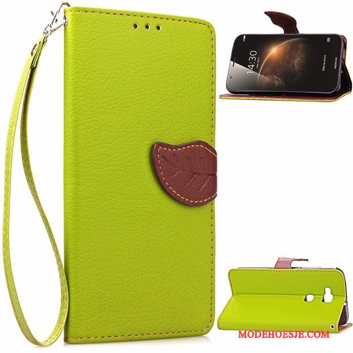 Hoesje Huawei G7 Plus Leer Anti-fall Groen, Hoes Huawei G7 Plus Folio Trendtelefoon