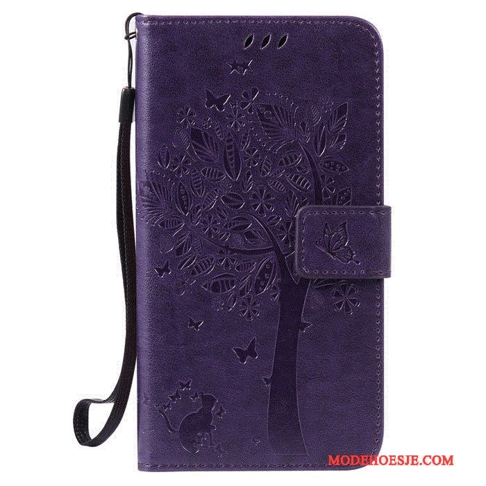 Hoesje Huawei G7 Plus Leer Anti-fall Purper, Hoes Huawei G7 Plus Folio Open Het Venstertelefoon