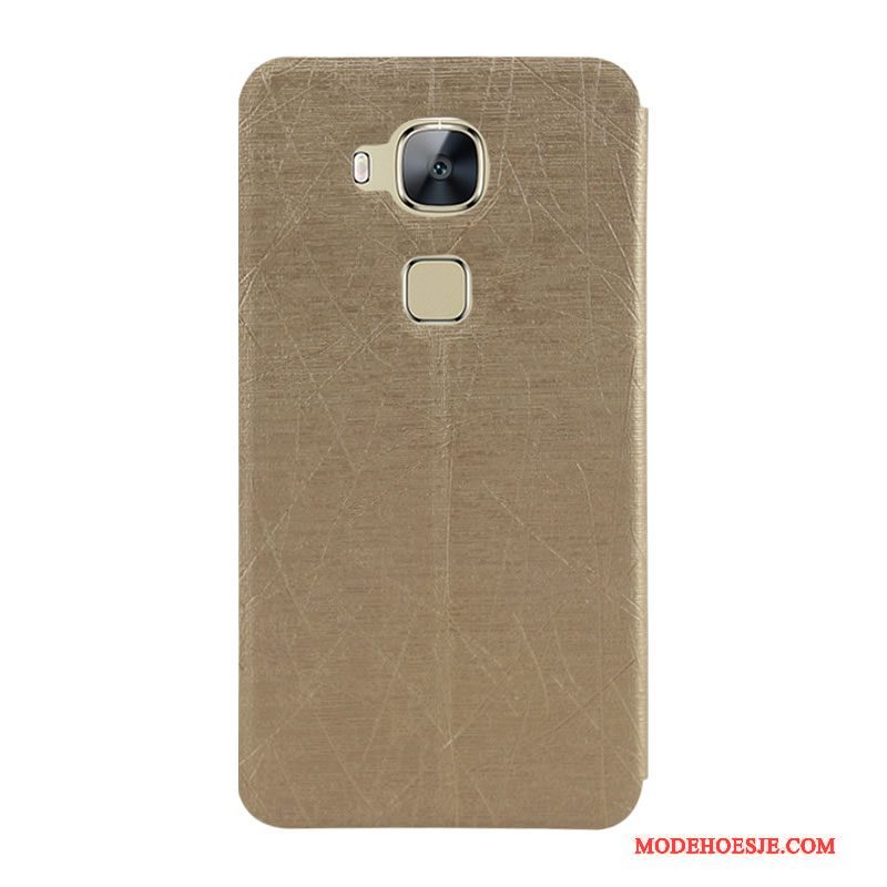 Hoesje Huawei G7 Plus Leer Goud Kleur, Hoes Huawei G7 Plus Folio Anti-falltelefoon