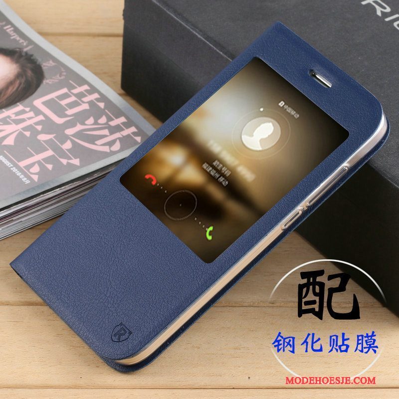 Hoesje Huawei G7 Plus Leer Telefoon Donkerblauw, Hoes Huawei G7 Plus Folio