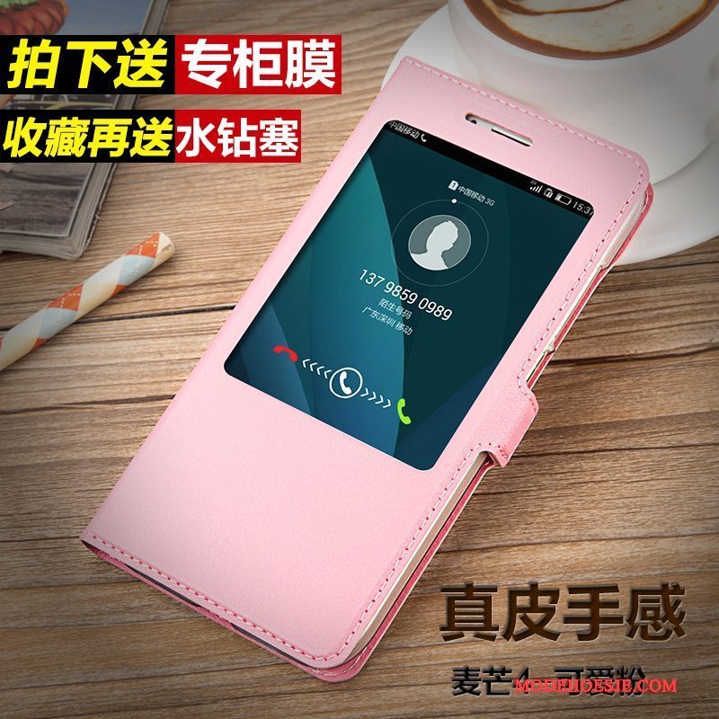 Hoesje Huawei G7 Plus Leer Winterslaap Mesh, Hoes Huawei G7 Plus Folio Telefoon Goud